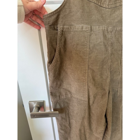 Aerie Brown Corduroy Overalls Wide Leg Adjustable Straps Size Medium M Brown - Picture 4 of 8